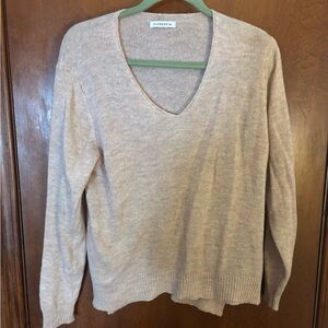 Italian Wool Blush Beige V-Neck Sweater size M